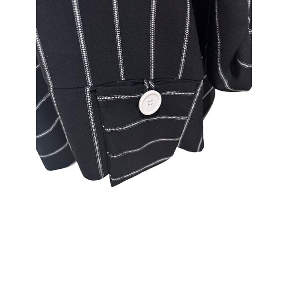 Ali Miles Black White Striped Tunic Top With Button Detail Pocket XL Lagenlook - Picture 10 of 10